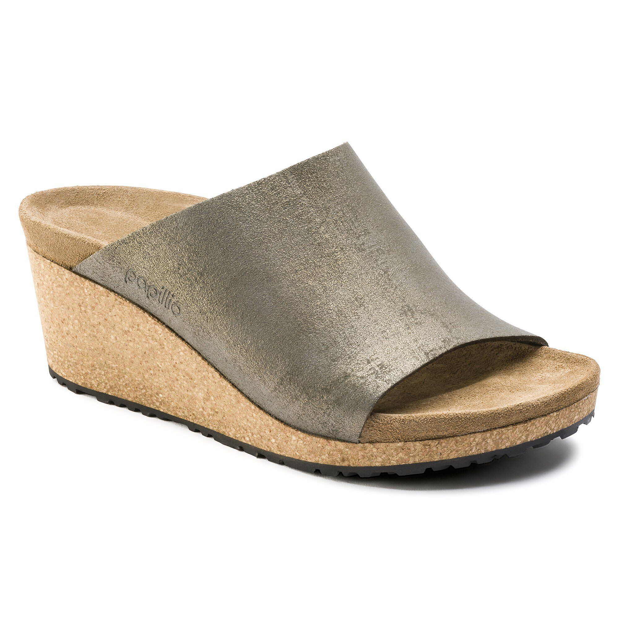 Birkenstock arizona washed metallic stone gold deals