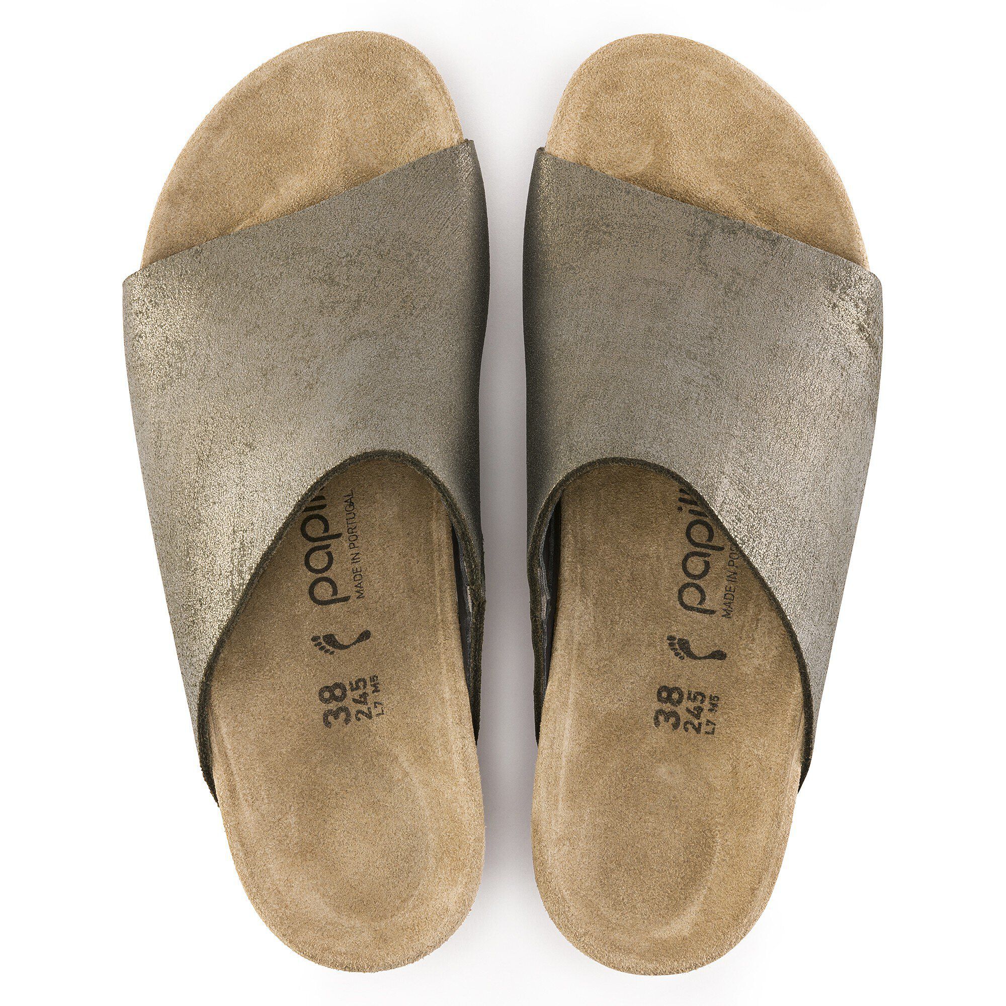 Birkenstock washed metallic stone gold shop